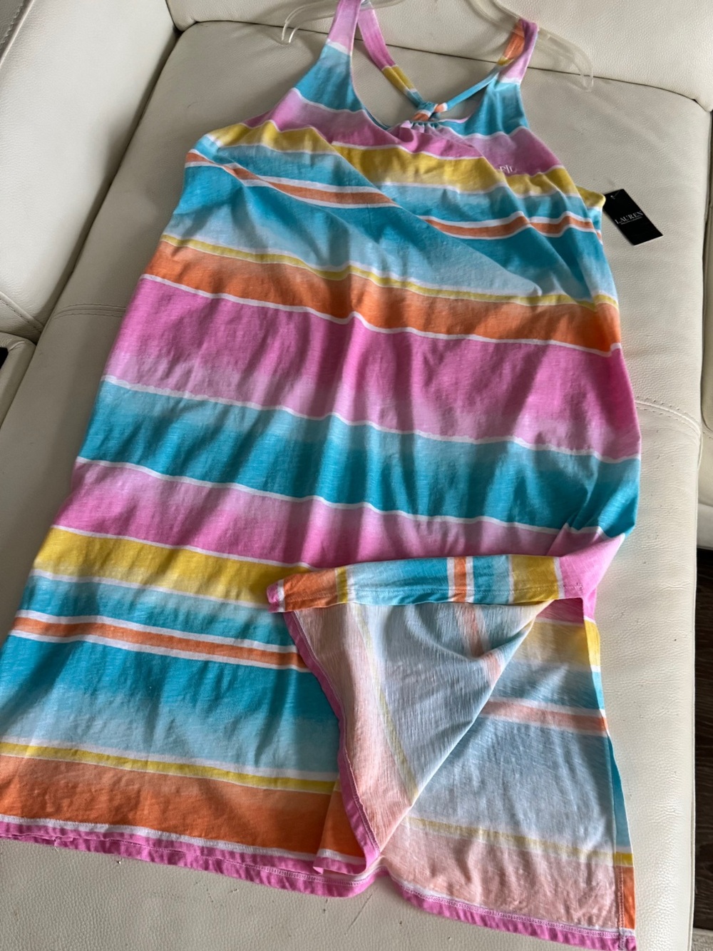 Ralph Lauren Striped Racerback Tank Dress /CoverUp w/ built-in bra sz XxL New - Picture 4 of 10